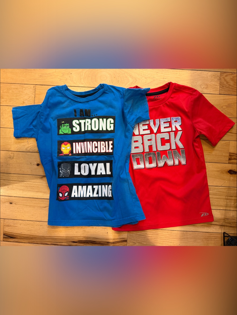 Marvel Kids' Blue & Red Short Sleeve Superhero Tees